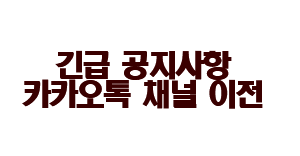긴급 공지사항! 카카오톡 채널이전